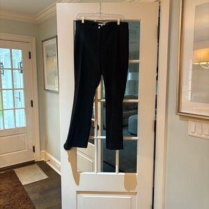 Helmut Lang Black cropped flare Pants with Gold Button